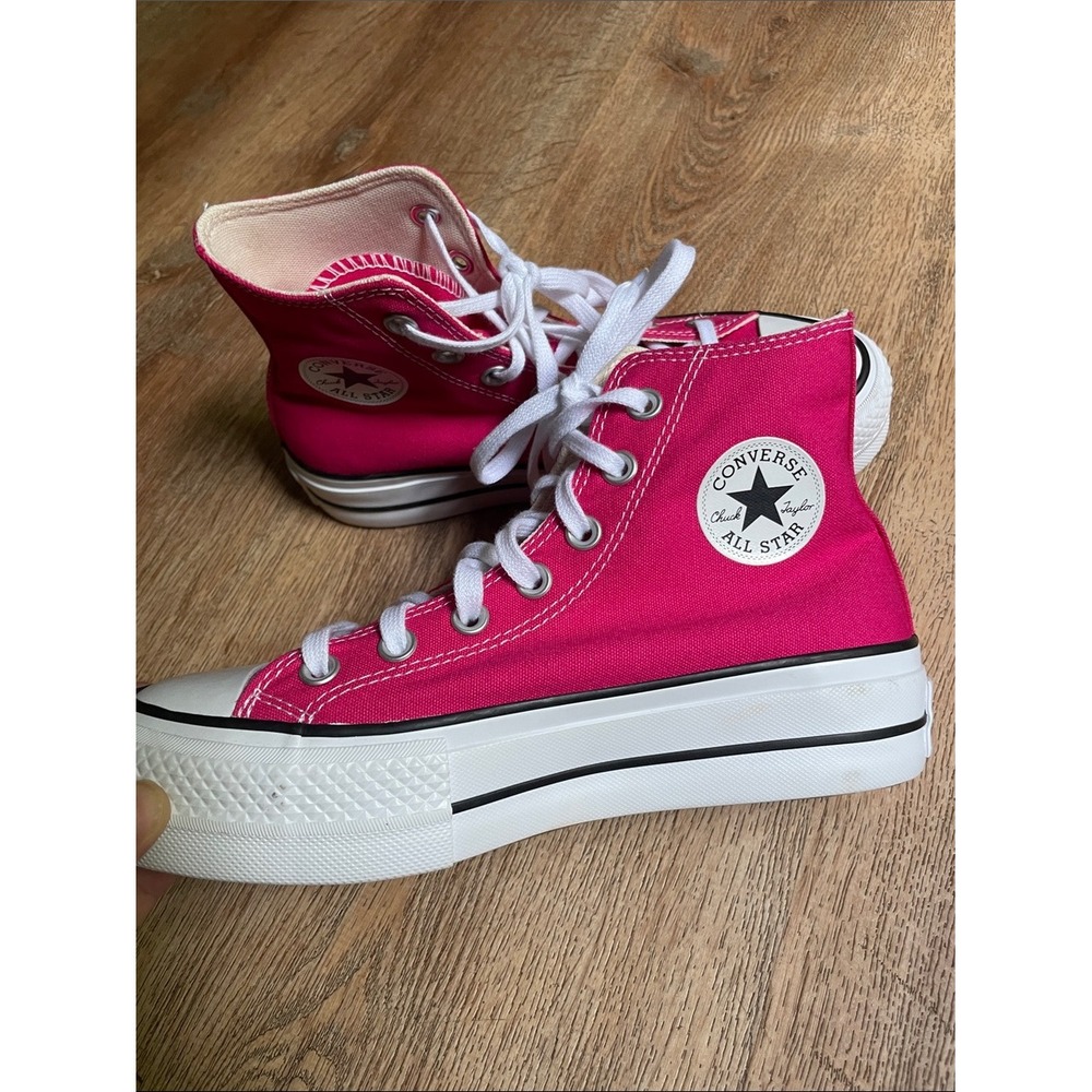 Converse Chuck Taylor All Star Lift Hi Canvas Platform Pink Women 6 Sneakers - Picture 8 of 10